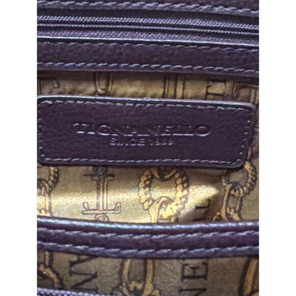 Tignanello Shoulder Satchel A209642 Burgundy Pebbled Leather Nickel 2-Handle Bag - Picture 8 of 9
